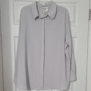 Fred David Light Gray Button-Front Blouse